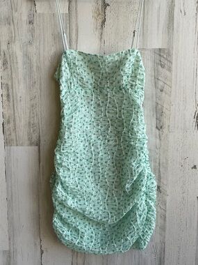 For Love And Lemons Drea Mini Dress Mint Green Ruched SZ S  NWT